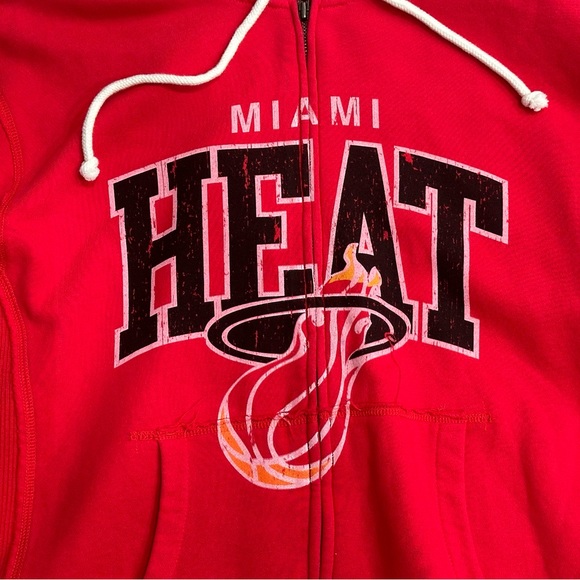 Miami Heat Mitchell & Ness Hardwood Classics Red Full Zip Hoodie Jacket L Large - Picture 2 of 7